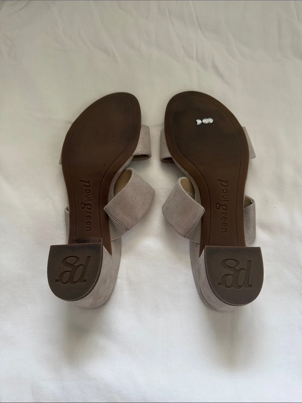 Paul Green Beige Double-Strap Slide Sandals